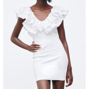 zara white dress. size large.